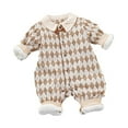thumbnail image 1 of Bodysuit Romper Baby Cotton Jumpsuit Baby Clamshell Clothes Outside Cotton Clothing Autumn and Winter New Handsome Clothes for Boys and Girls Khaki, 2-5 Months, 1 of 3