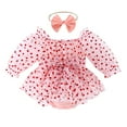 Bodysuit Shorts Baby Girls Valentines Day Romper Dress Heart Print Puff