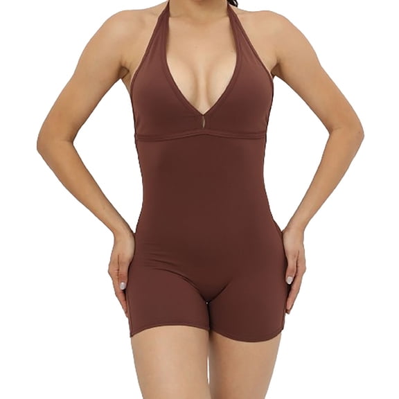Bodysuit for Women Ladies Fitness Yoga Jumpsuit Halter Neck Backless Bodysuits Everyday Shapewear Tummy Control Short Playsuits Sleeveless Sexy Lingerie Tops