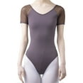 thumbnail image 1 of Bodysuit Womens Adult Mesh Low Back Dance Yoga Practice Leotard Ballet, 1 of 5