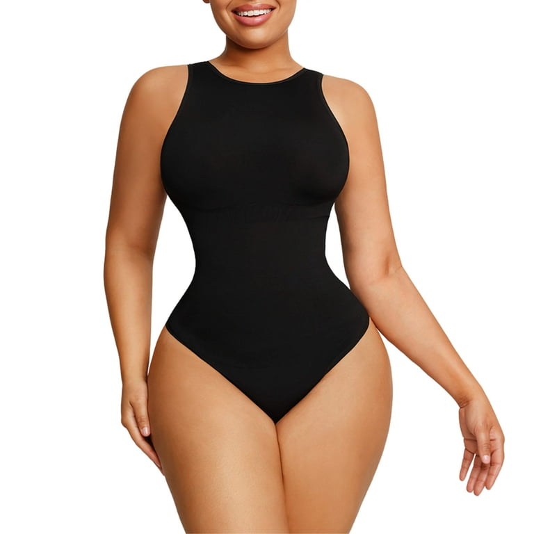 Bodysuit for Women Tummy Control - Shapewear Racerback Top Clothing  Seamless Body Sculpting Shaper High Neck - Black M/L