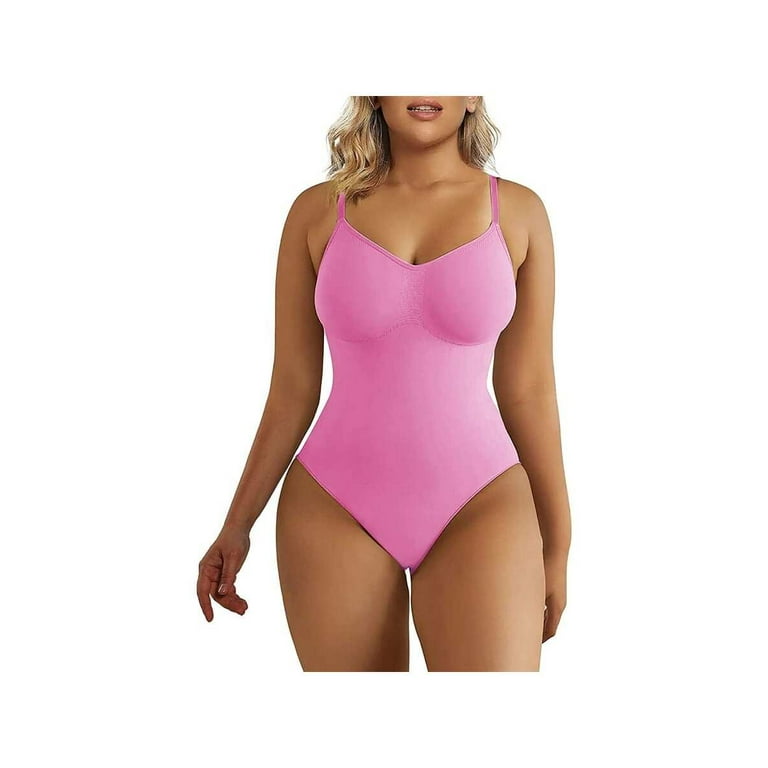 Women Pink Bodysuit Tummy Control Shapewear Seamless Sculpting Thong Body  Shaper