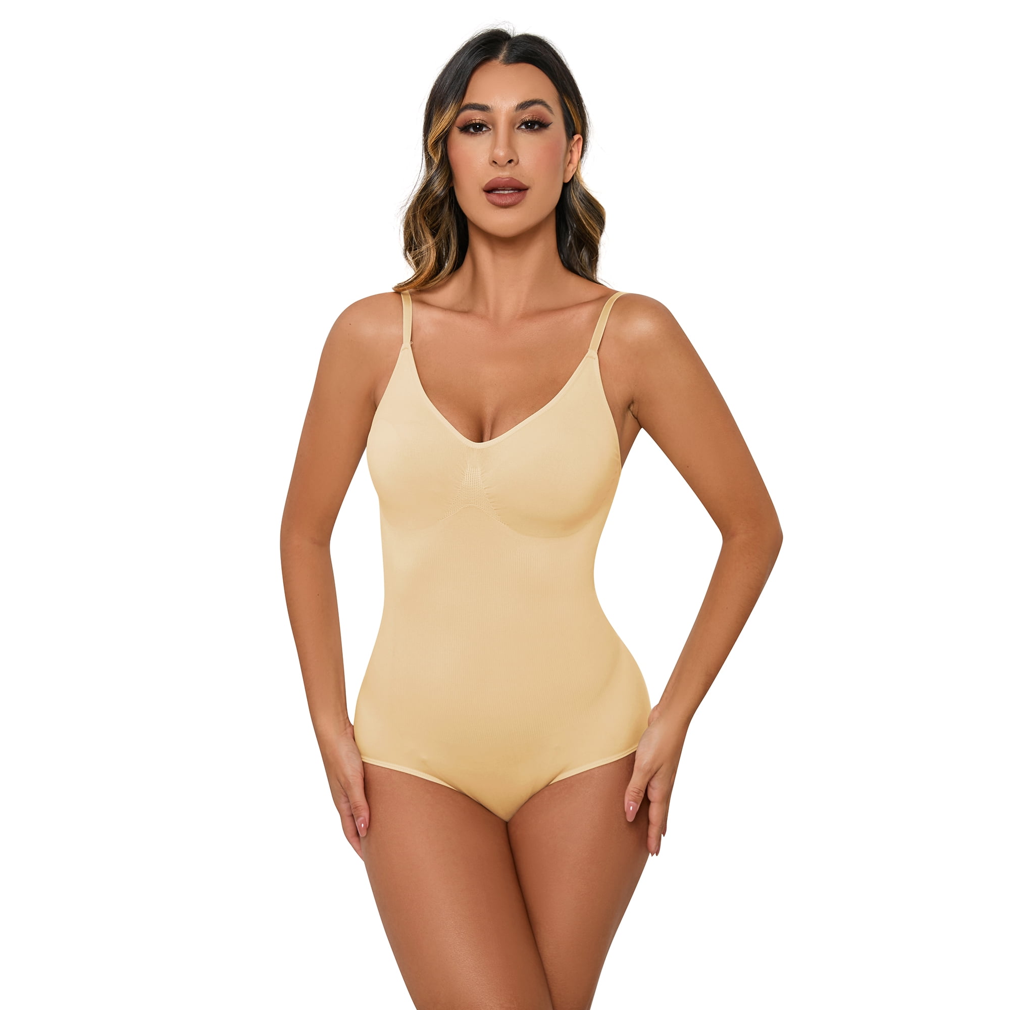 Bodysuit for Women Tummy Control Shapewear Seamless Thong Body Shaper Cami  Top with Built-in Bra 
