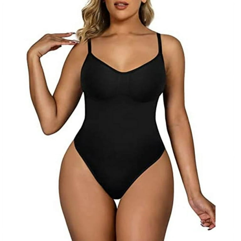 Bodysuit for Women Tummy Control Shapewear Seamless Thong,Black
