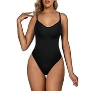 Bodysuits For Women- Tummy Control Seamless Shapewear|Tank Top Butt Lifting Thong Body shaper|Black Womens Bodysuit