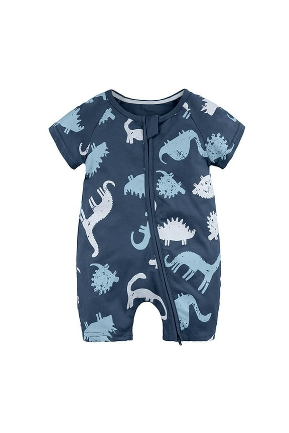 Bodysuits for Girls Cartoon Print Soft Short Sleeve Romper Zipper Unisex Boy Girl Clothes Outfits A,100