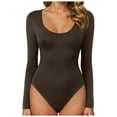 thumbnail image 1 of Bodysuits for Women - Black Bodysuit Women Tops Round Neck T Shirts for Women Fashion Body Suit Going Out Tops Womens Jumpsuits And Rompers, 1 of 9
