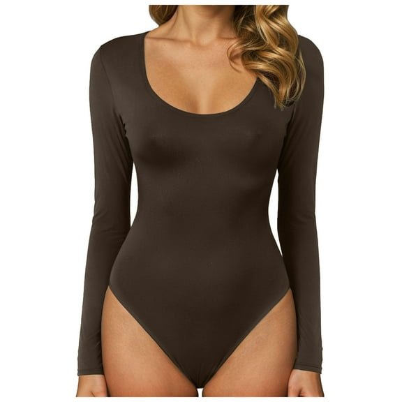 Bodysuits for Women - Black Bodysuit Women Tops Round Neck T Shirts for Women Fashion Body Suit Going Out Tops Womens Jumpsuits And Rompers