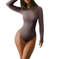 thumbnail image 1 of Bodysuits for Women Casual Summer Seamless Long Sleeve Crew Neck Stretch T Shirt One Piece Tops Bodysuits Basic Top Bodysuit Jumpsuit, 1 of 9