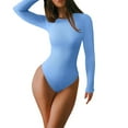 thumbnail image 1 of Bodysuits for Women Casual Summer Seamless Long Sleeve Crew Neck Stretch T Shirt One Piece Tops Bodysuits Basic Top Bodysuit Jumpsuit, 1 of 9