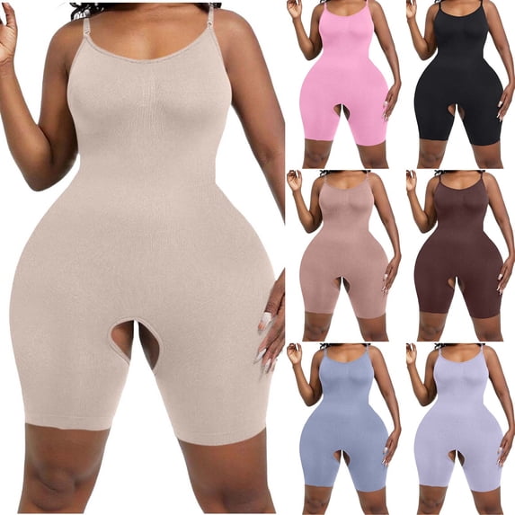 Bodysuits for Women Women's Casual Basic Sleeveless Fashion Women's Round-Neck Sleeveless Backless Shaping Clothes Beige S