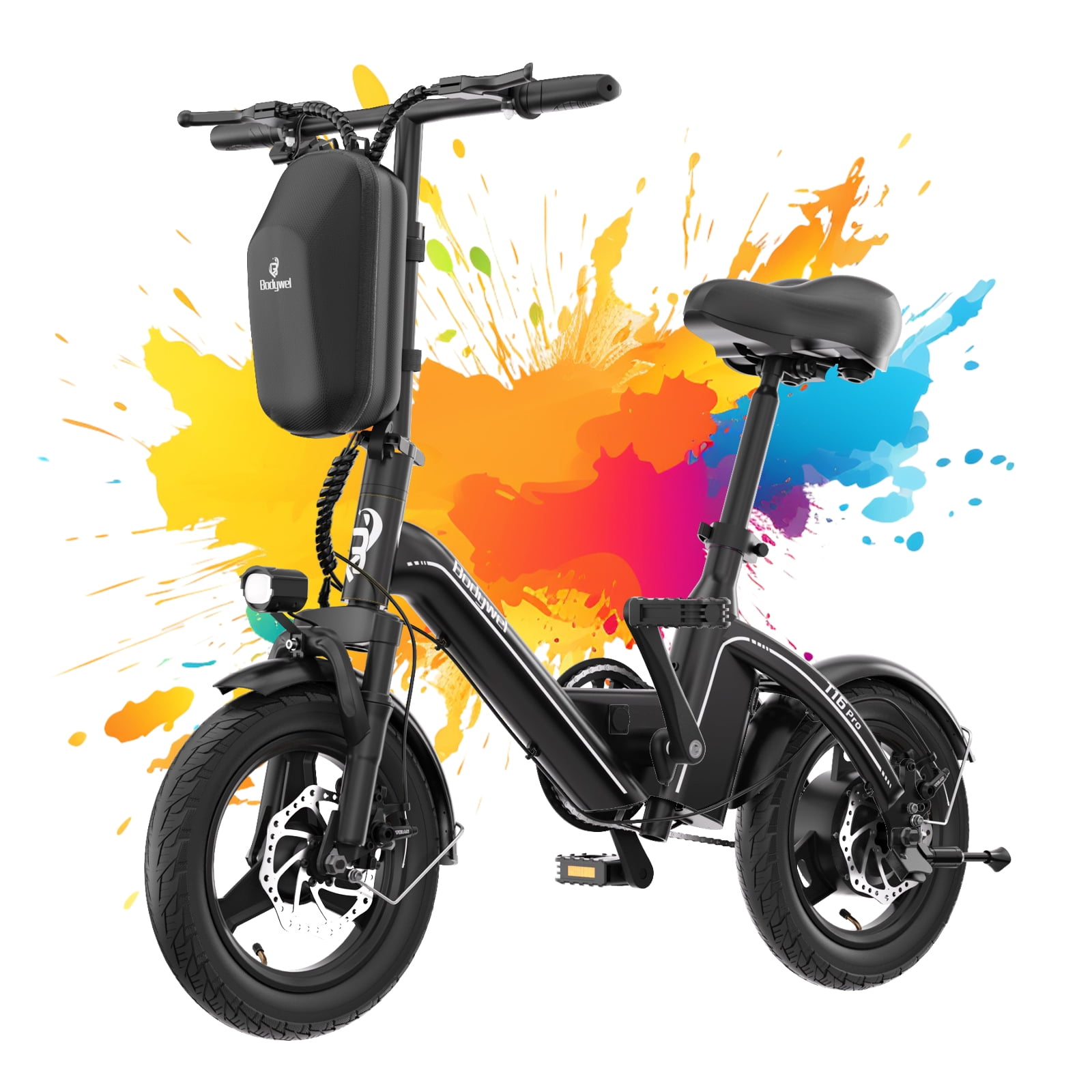 Bodywel 14" Folding Electric Bicycle with 500W Peak Motor, 20MPH E Bike, Electric Bike 36V 13Ah Integrated Battery, Ebike for Adults, UL2849