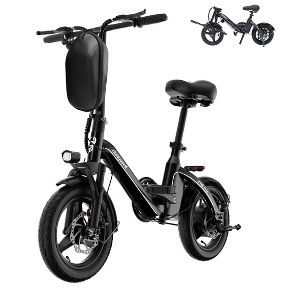 Bodywel 14IN Folding Ebike for Adults Teens, 500W Peak Motor E Bike, 15~20 Miles Range, E Bicycle 36V 10Ah Battery, Commuter Mini Ebike, UL 2849