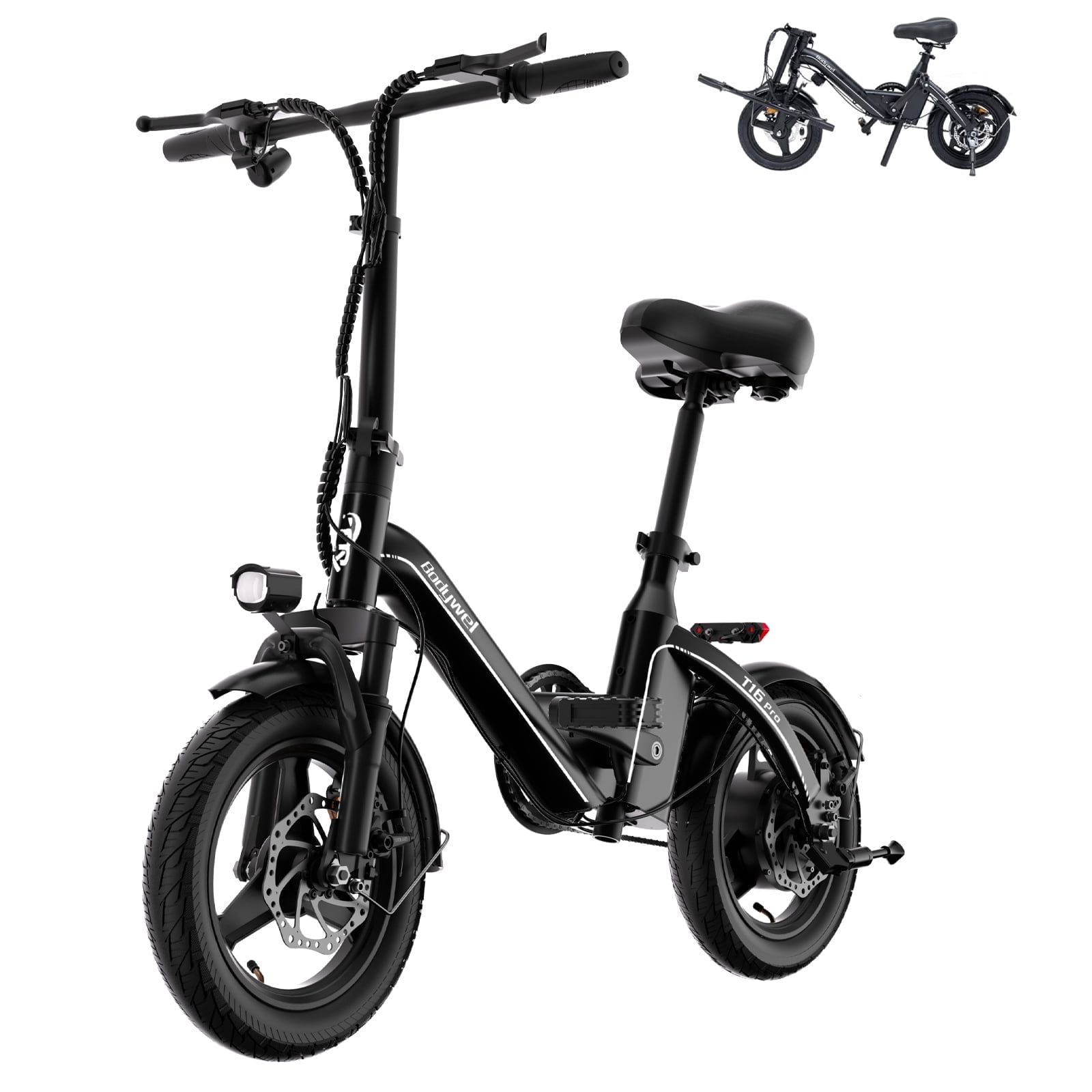 Bodywel Electric Bike for Adults, Ebike with Peak 500W Motor, Electric Bicycle with 36V 13Ah Battery, 14" Folding E Bike, 20MPH, Mini E-Bikes, UL2849