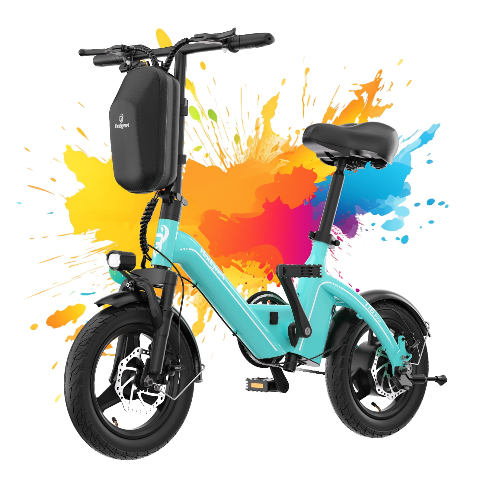 Bodywel Electric Bike for Adults, Electric Bicycle with 36V 13AH Battery,14" Folding Ebike, 20MPH, 500W Peak Motor, Commuting Mini E Bikes, UL2849