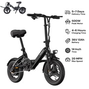 Bodywel Electric Bike for Adults, Electric Bicycle with 36V 10AH Battery, 14 Folding Ebike, 500W Motor, 20MPH Mini E Bike for City Commuter, UL2849