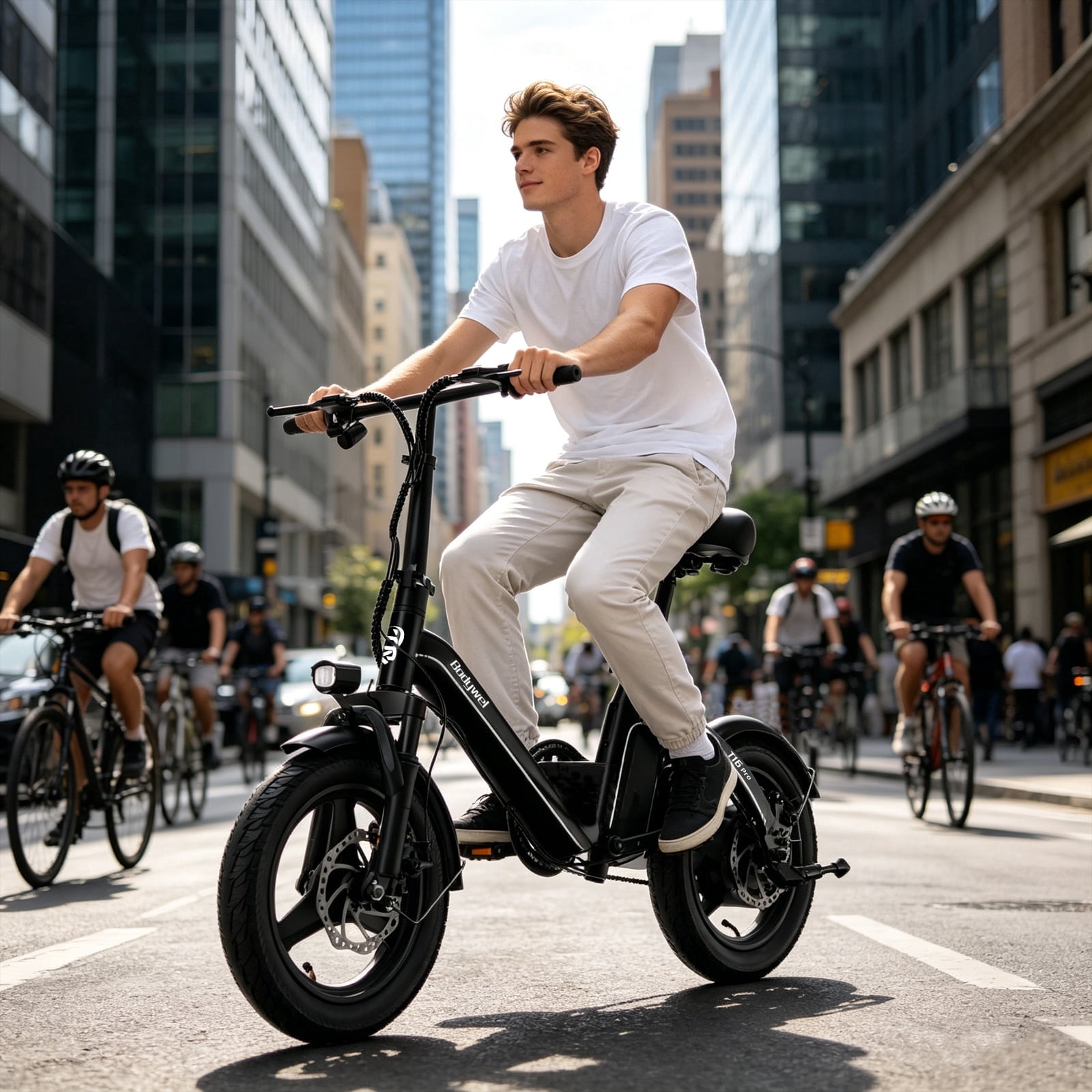 Bodywel Foldable Electric Bike for Adults and Teens, 14" Electric Bicycle with Peak 500W Motor, 36V 13Ah Battery, Commuting Mini Ebike, E Bike, UL2849
