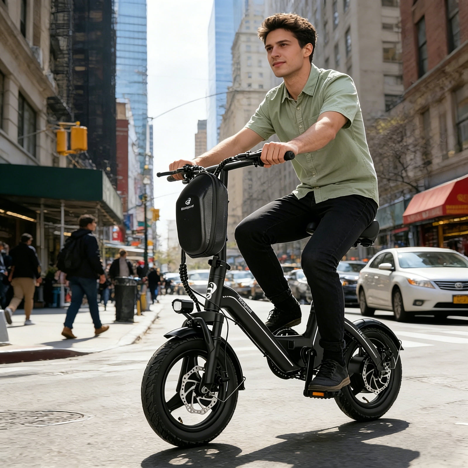 Bodywel T16pro Electric Bicycle, 14" Foldable Electric Bike for Adults, 500W Peak Ebike, 36V 13Ah Battery, 20mph Max, Urban Commuting E Bike, UL2849