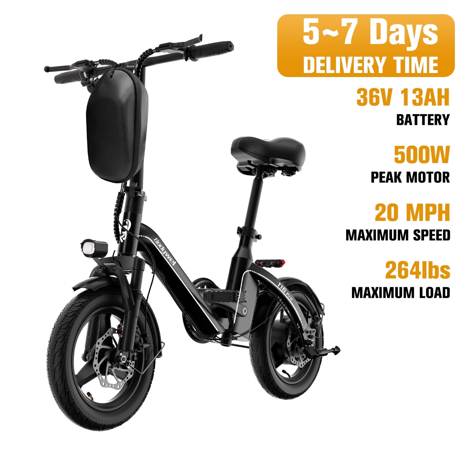 Bodywel Electric Bike for Adults, Electric Bicycle with 468WH Battery, 14" Folding Ebike, 25 Miles, 500W Motor, E Bike for City Commuting, UL 2849