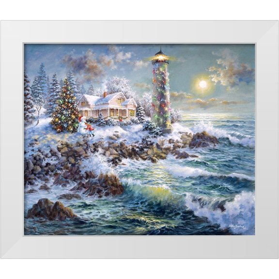 Boehme, Nicky 17x15 White Modern Wood Framed Museum Art Print Titled - Lighthouse Merriment
