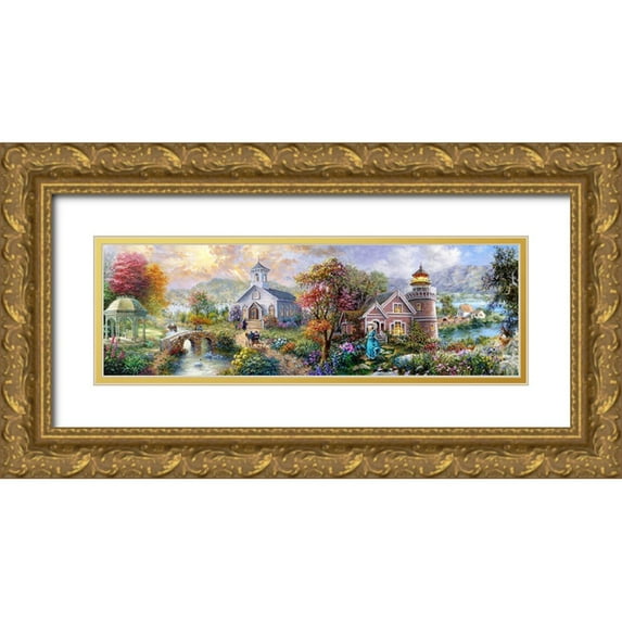 Boehme, Nicky 18x8 Gold Ornate Wood Framed with Double Matting Museum Art Print Titled - Sunday Morning in Spring