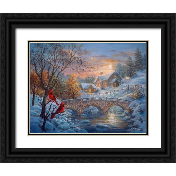 Boehme, Nicky 24x20 Black Ornate Wood Framed with Double Matting Museum Art Print Titled - Winter Sunset