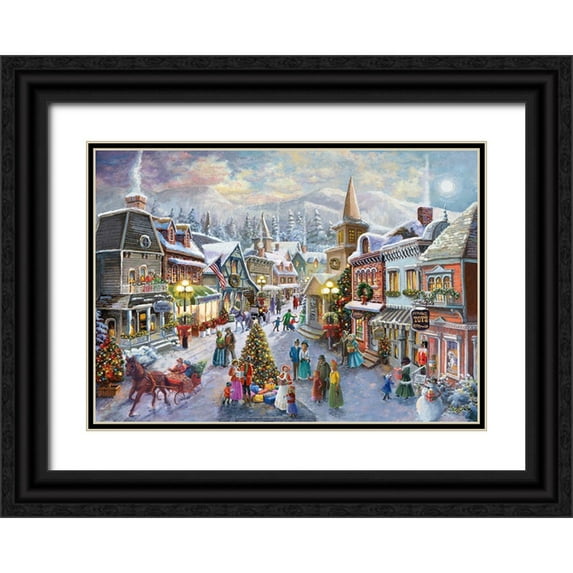 Boehme, Nicky 32x24 Black Ornate Wood Framed with Double Matting Museum Art Print Titled - Victorian Christmas Village