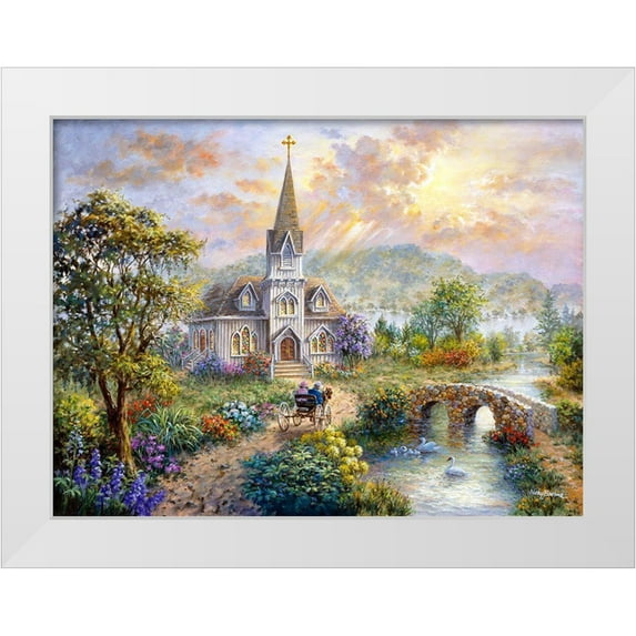 Boehme, Nicky 32x25 White Modern Wood Framed Museum Art Print Titled - Pray For World Peace