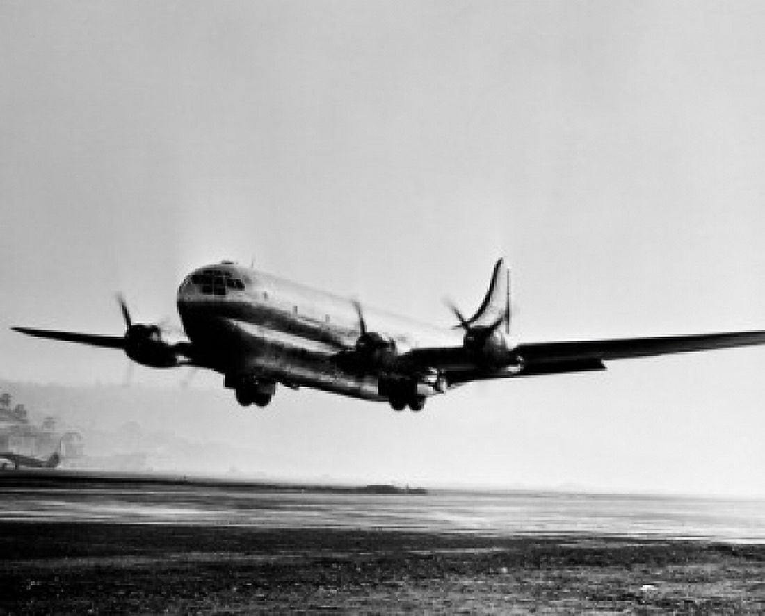 Boeing 377 Stratocruiser was long-range postwar airliner with four piston-driven engines Canvas Art - (24 x 36)
