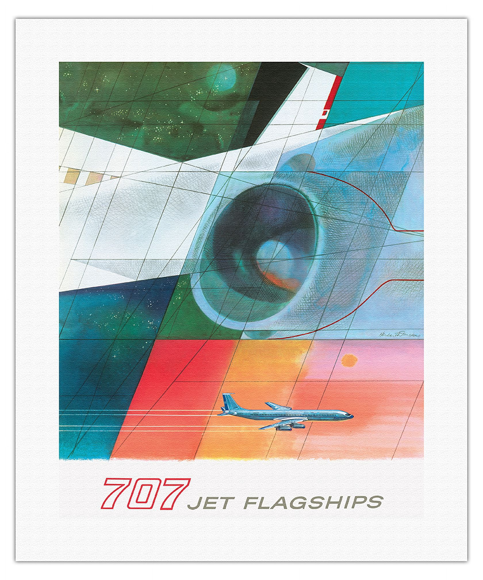 Boeing 707 Jet - Vintage Airline Travel Poster by Herbert Danska c.1957 ...
