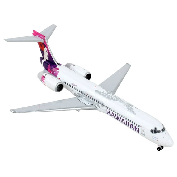 Boeing 717 Commercial Aircraft Hawaiian Airlines White with Pink and Purple Tail 1/400 Diecast Model Airplane by GeminiJets