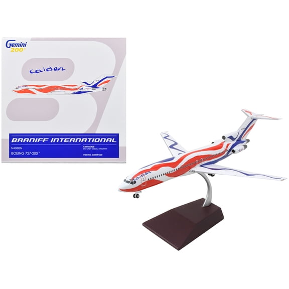 Boeing 727-200 Commercial Aircraft White with Red & Blue Stripes "Gemini 200" Series 1/200 Diecast Model Airplane by GeminiJets