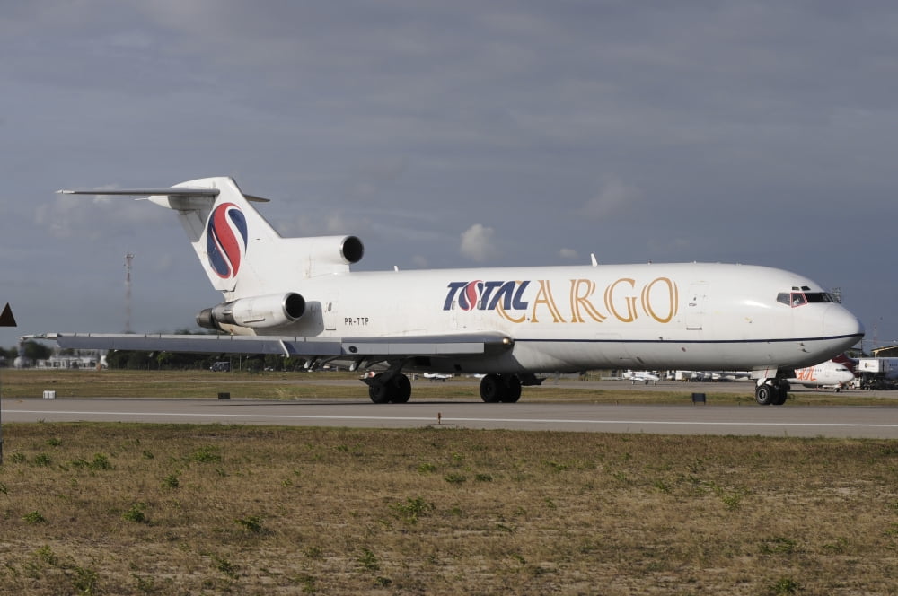 Boeing 727 cargo plane taken at Natal airport Brazil Canvas Art - Riccardo NiccoliStocktrek Images (34 x 23)