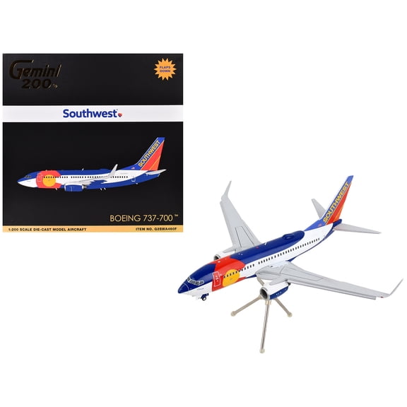Boeing 737-700 Commercial Aircraft with Flaps Down Configuration "Southwest Airlines - Colorado One" (N230WN) White and Blue "Gemini 200" 1/200 Diecast Model Airplane by GeminiJets