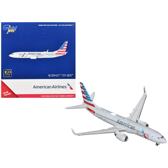Boeing 737-800 Commercial Aircraft "American Airlines" Gray w/Stripes 1/400 Diecast Model Airplane by GeminiJets