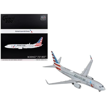 Boeing 737-800 Commercial Aircraft "American Airlines" Gray with Stripes 1/200 Diecast Model Airplane by GeminiJets