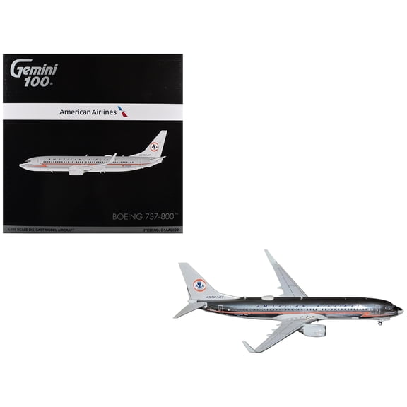 Boeing 737-800 Commercial Aircraft "American Airlines - Heritage Jet" (N905NN) Silver with Red Stripes "Gemini 100" Series 1/100 Diecast Model Airplane by GeminiJets