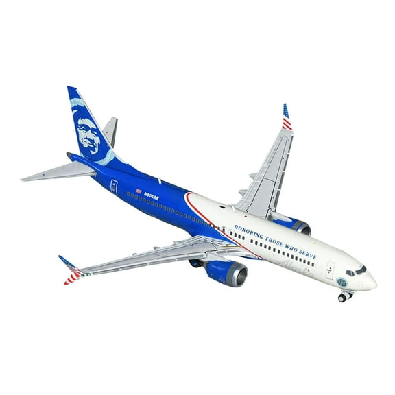 Boeing 737 MAX 8 Commercial Aircraft "Alaska Airlines - Honoring Those Who Serve" (N806AK) White and Blue 1/400 Diecast Model Airplane by GeminiJets