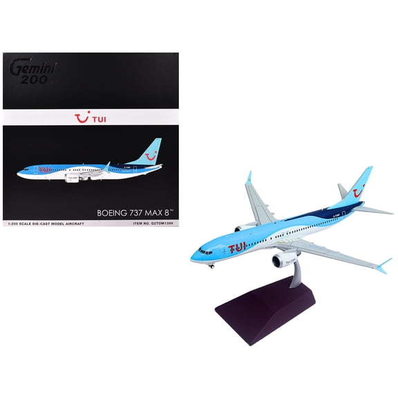 Boeing 737 MAX 8 Commercial Aircraft "TUI Airways" Blue and White "Gemini 200" 1/200 Diecast Model Airplane by GeminiJets