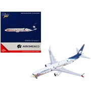 Boeing 737 MAX 9 Commercial Aircraft "Aeromexico - Kukulcan" XA-GQS White with Graphics and Blue Tail 1/400 Diecast Model by GeminiJets