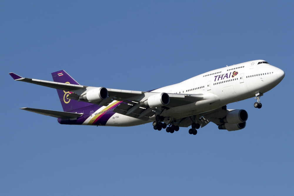 Boeing 747-400 of Thai International Airways Canvas Art - Luca NicolottiStocktrek Images (35 x 24)