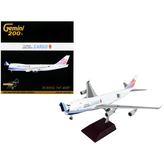 Boeing 747-400F Commercial Aircraft White w/Purple Tail "Gemini 200 - Interactive" 1/200 Diecast Model Airplane by GeminiJets