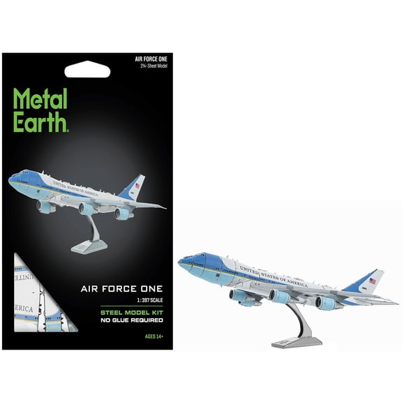 Boeing 747 Transport Aircraft "Air Force One Presidential Plane" US Air Force Moderate Difficulty Steel Model Kit by Metal Earth