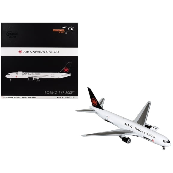 Boeing 767-300F Commercial Aircraft "Air Canada Cargo" (C-GXHM) White with Black Tail "Gemini 200 - Interactive Series" 1/200 Diecast Model Airplane by GeminiJets