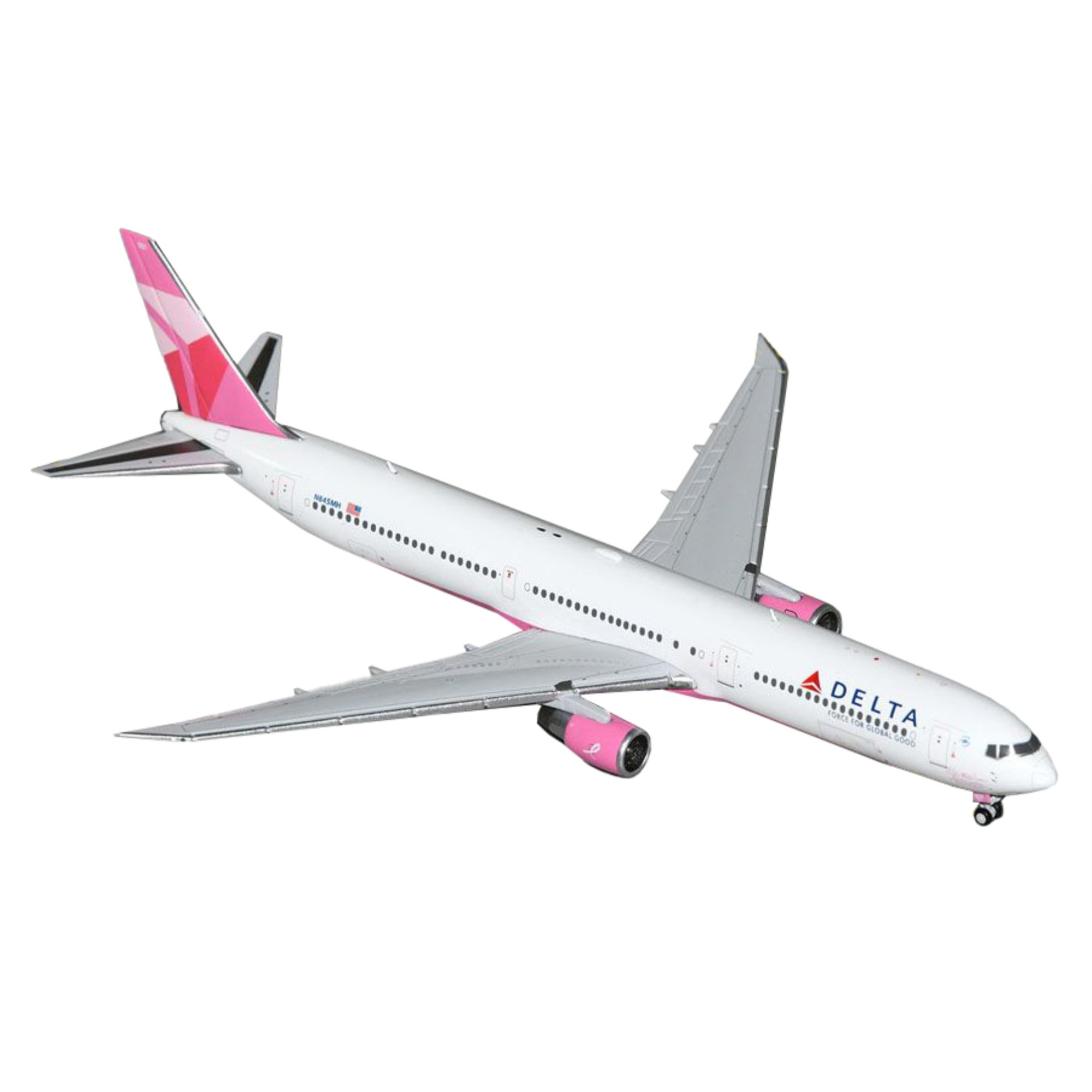 Boeing 767-400ER Commercial Aircraft " Air Lines - Breast Cancer Research Foundation" (N845MH) White with Pink Tail 1/400 Diecast Model Airplane by GeminiJets
