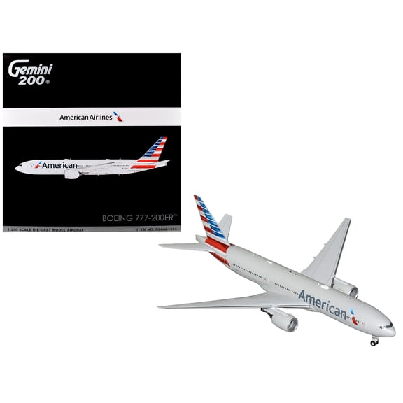 Boeing 777-200ER Commercial Aircraft "American Airlines" (N788AN) Silver with Striped Tail "Gemini 200" 1/200 Diecast Model Airplane by GeminiJets
