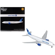 Boeing 777-200ER Commercial Aircraft with Flaps Down "United Airlines" White with Blue Tail 1/200 Diecast Model by GeminiJets