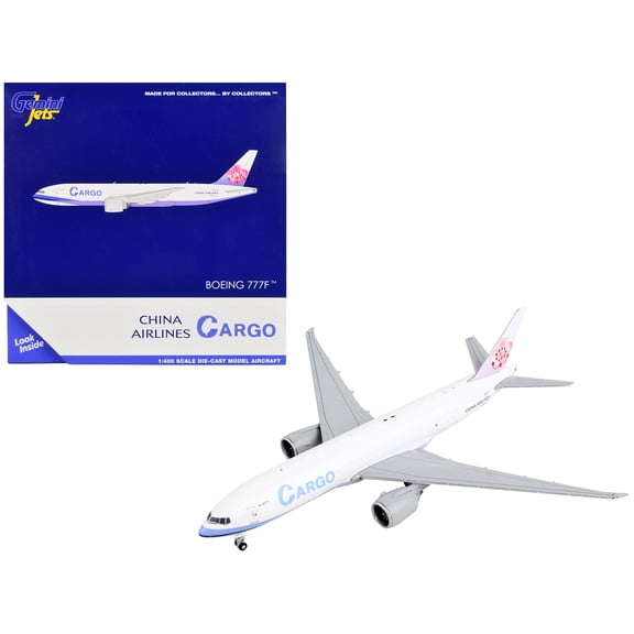 Boeing 777F Commercial Aircraft "China Airlines Cargo" White with Purple Stripes and Tail 1/400 Diecast Model Airplane by GeminiJets