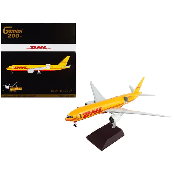 Boeing 777F Commercial Aircraft "DHL" Yellow "Gemini 200 - Interactive" Series 1/200 Diecast Model Airplane by GeminiJets