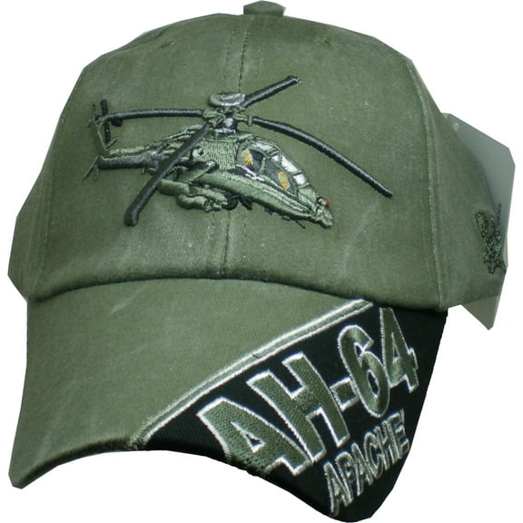 US Army AH-64 Apache Helicopter Green Adjustable Baseball Cap
